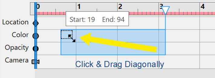 Click and drag diagonally (from one of the four corners)—Select the region of timeline frames across the Key Type tracks. Click and drag diagonally (from one of the four corners)—Select the region of timeline frames across the Key Type tracks.